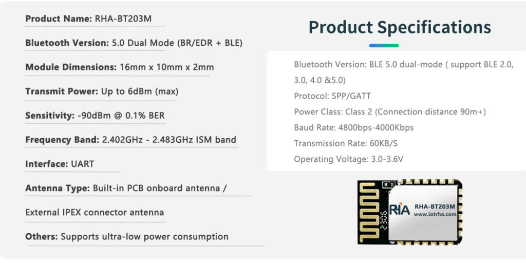 high speed bluetooth 5.0 dual mode spp+ble module, bm77/bm78 replacement