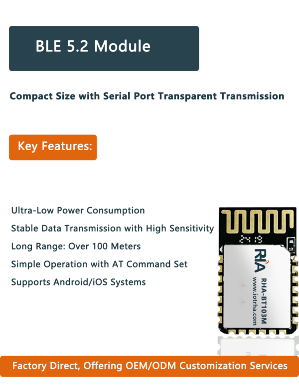 small size ble 5.2 low power serial port transparent transmission bluetooth module