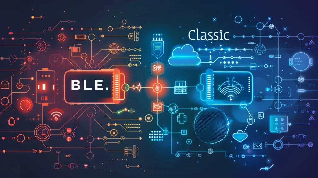 bluetooth classic vs ble a futuristic infographic comparison